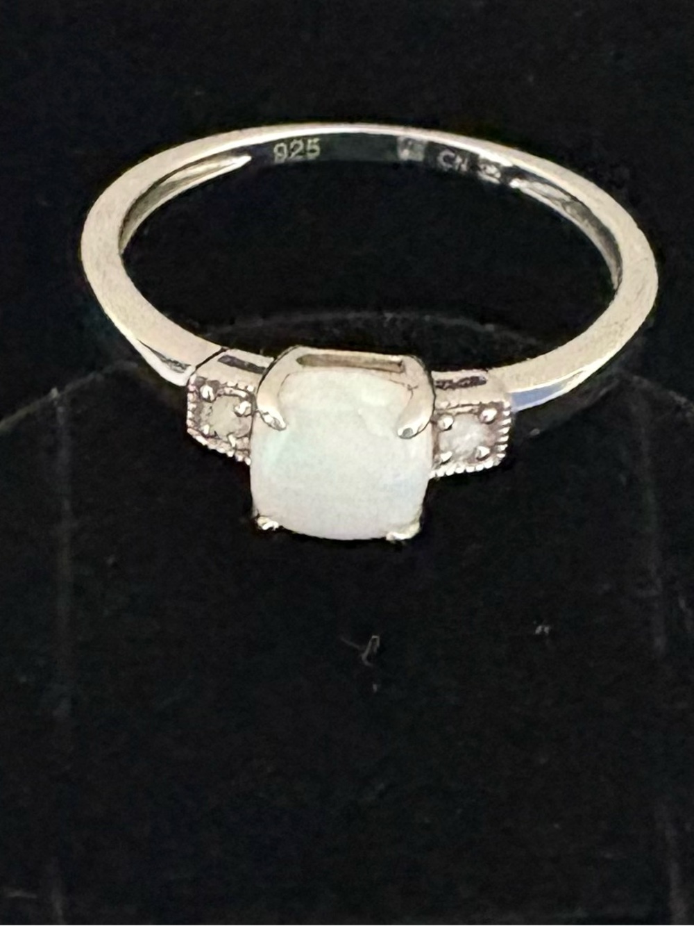 Stella Grace Sterling Silver Opal & Diamond Accent Ring.